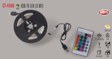 CATA USB TV RGB LED (3 METRE) KUMANDALI CT-4566