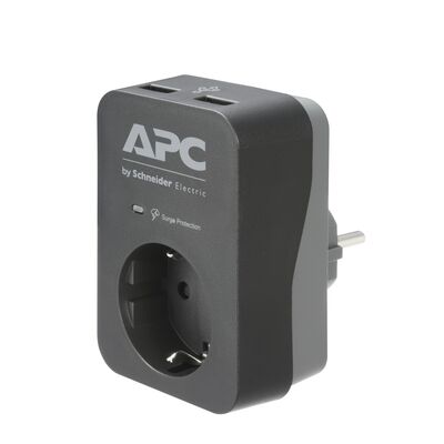 SCHNEIDER PME1WU2B-GR APC TEKLİ AKIM KORUMALI PRİZ + 2 USB SİYAH HIZLI ŞARJ